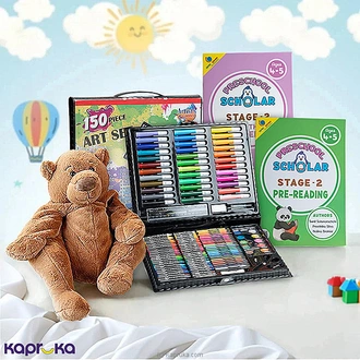 Creative Cubs Gift Box With 150 Pcs. Art Set, Bear Soft Toy, Pre
