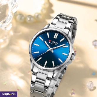 Curren Ladies Wrist Watch With Modern Blue Dial Stainless Steel