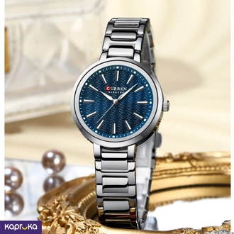 Curren Ladies Wrist Watch With Modern Blue Dial Stainless Steel