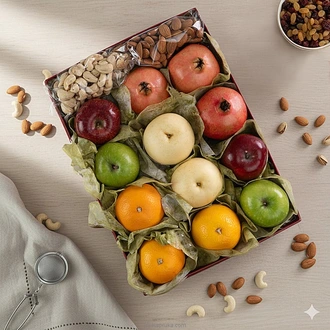 Nutrifresh Delight New Year Gift Box With Apples, Oranges, Pears