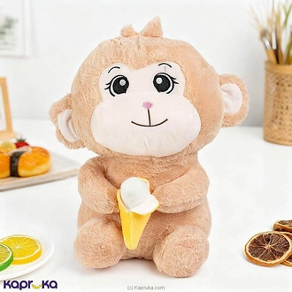Cute Monkey Plush Soft Toy With Ice Cream - 12 Inches